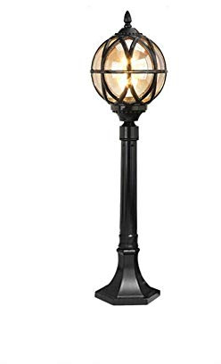 HONY-LIGHT Retro Außen Rund Wegeleuchte Höhe 80CM Wasserdichte IP65 Schwarz Standleuchte Aluminium und Glas Gartenlampe Pollerleuchten Rasen Garten Pfad Tür Terrassen Straßenleuchte