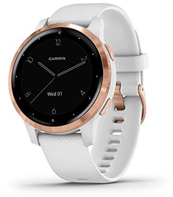 Garmin vívoactive 4S, Smaller-Sized GPS Smartwatch, Features Music, Body Energy Monitoring, Animated Workouts, Pulse Ox Sensors and More, Light Gold with Light Pink Band