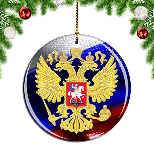 Weekino Russland Russische Flagge Weihnachtsdekoration Christbaumkugel Hängender Weihnachtsbaum Anhänger Dekor City Travel Souvenir Collection Porzellan 2,85 Zoll