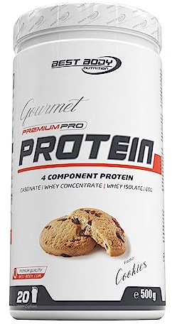 Best Body Nutrition Gourmet Premium Pro Protein Cookies 500g Dose, 4 Komponenten Eiweißpulver mit Caseinat, Whey, Isolat, Eiprotein – Mehrkomponenten Protein, cremiger Shake