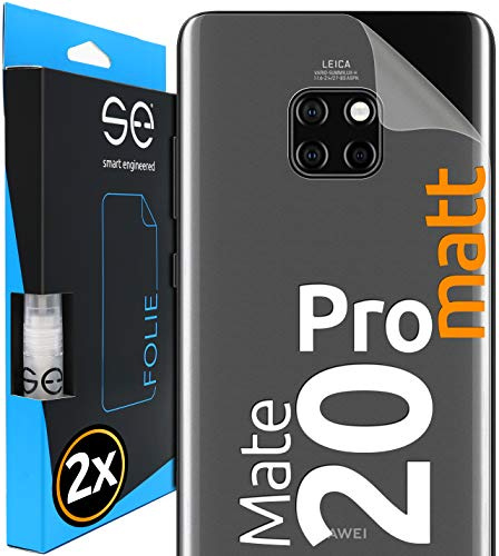 2x se® 3D SCHUTZFOLIE Rückseite Entspiegelt für Huawei Mate 20 Pro ,Anti-Staub, Backcover, einfache blasenfreie Installation, Ultra-Klar,Schutz vor Schmutz, Stoß-Kratzfest, aus Deutschland