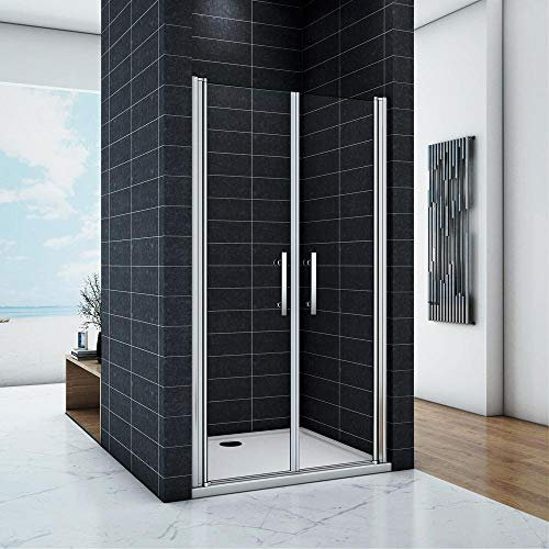 Porta Per Nicchia box doccia 80x195 cm 2 Ante Apertura Saloon In Vetro Temperato Trasparente 6mm Anticalcare