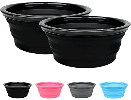 big buddy 2X Silikon-Schüssel Camping-Geschirr Picknick X-Bowl Wandern Trekking Bergsteigen Rucksack Outdoor faltbar (2x Schwarz)