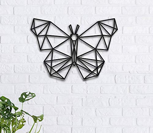 Pet-Jos Schmetterling Wanddekoration Holz Schmetterling Wanddeko Geometrische Ornamente Minimalistische Wandkunst Hängende Dekoration, Schwarz, 40,6 x 30,5 cm