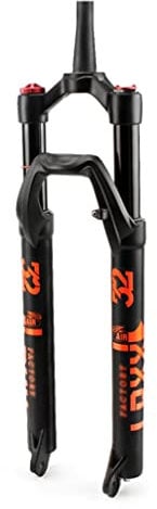 LHHL MTB Fork 27.5/29 Inch Mountain Bike Air Suspension Fork Manual Lockout XC Bicycle Front Forks 1 1/2 Tapered Tube Travel 100mm Disc Brake QR 9mm (Color : Black+orange, Size : 27.5)