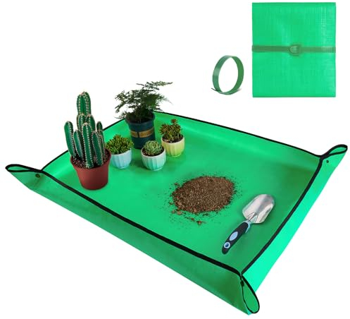 Große Umtopfmatte zum Umtopfen von Pflanzen, 100,3 x 80 cm, verdickte, wasserdichte Pflanzschale, Sukkulenten-Antopfmatte, tragbare Gartenmatte, Pflanzengeschenke für Damen und Herren