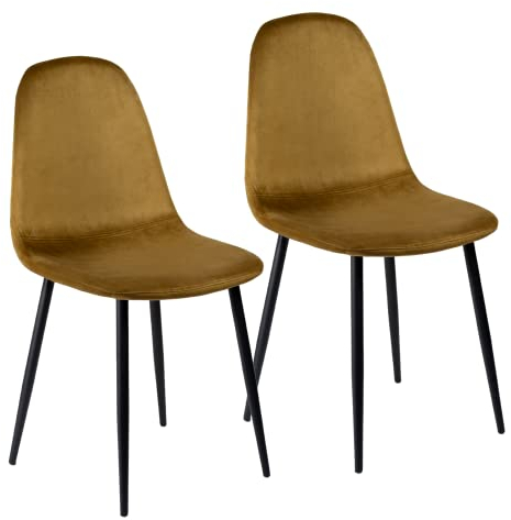 Esszimmerstuhl 2er Set 100% Samt - Schön und luxuriös - Camel Eimer Stuhl - Wohnzimmer Stuhl mit Rückenlehne - Samt Sessel Stuhl - Edelstahl Küchenstuhl schwarze Metallbeine - Anti-Rutsch (2 Stück)