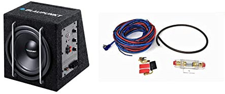 Blaupunkt GTB 8200 a Attivo Bass Box/subwoofer & TEMPO DI SALDI Kit Completo Di Cavi RCA Audio Per Installazione Amplificatore Auto Subwoofer