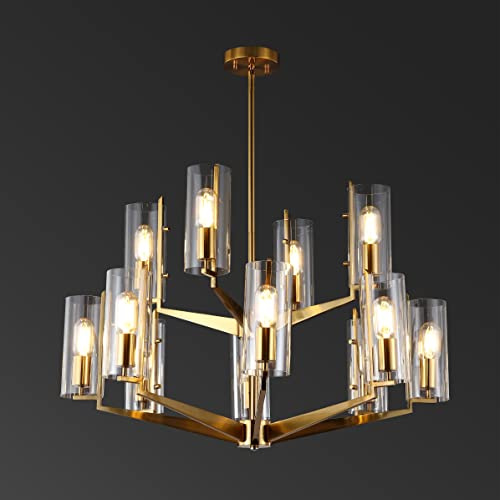 SAFAVIEH Couture Lighting Collection Jennica Art Deco Glam Gold Glass Chandelier