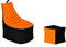 Momiralland Classic Sitzsack XL - XXL mit Hocker Sitzkissen BodenKissen Sessel In- & Outdoor geeignet Gaming Sitzsack für Erwachsene und Kinder… (Schwarz – Orange, XXL - Durchmesser 78 cm)