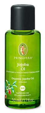 PRIMAVERA Pflegeöl Jojobaöl bio 50 ml – naturreine Pflanzenkraft – Glasflasche – Aromaöl, Körperöl, Naturkosmetik – hautstraffend, festigend, fördert die Elastizität – vegan