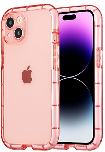 EYZUTAK Luminous Phone Case for iPhone 14 Plus, Fluorescence TPU Shining in the Darkness Night Glowing Frame Transparent Soft Back Cover Shockproof Protector Thin Light up Bumper Case - Pink