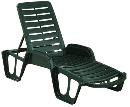 Mondo Viro Tumbona de resina con respaldo reclinable para piscina y jardín (Verde)