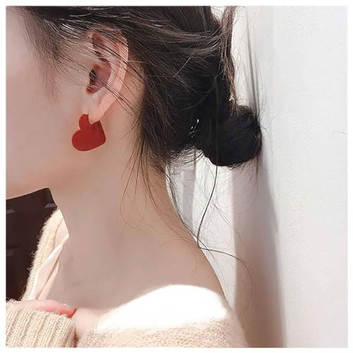 Dervivea Boho Rote Herz Ohrstecker Acryl Herz Ohrringe Herz Brief Liebe Ohrringe Vintage Rote Herz Ohrringe Schmuck Für Frauen Und Mädchen
