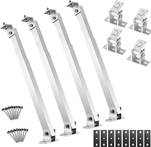 Support de panneau solaire, module solaire, kit de montage 0°-60°, support pour panneaux solaires, fixation individuellement, réglable pour toit plat, montage mural, balcon, camping-car (2 paires)