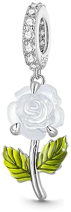 GNOCE Ciondolo Fiore in Argento Sterling 925 Braccialetti/Collane con Catena Serpente Papavero Gioielli Regalo per Donne Ragazze (Rosa)