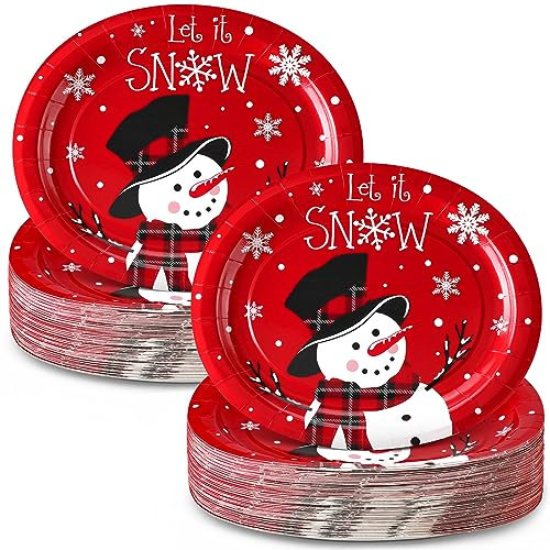 Umigy 100 platos de papel ovalados de Navidad de 10 x 12 pulgadas, platos desechables de Navidad, platos ovalados grandes, suministros de fiesta, vajilla para cena, cocina, decoración de fiestas