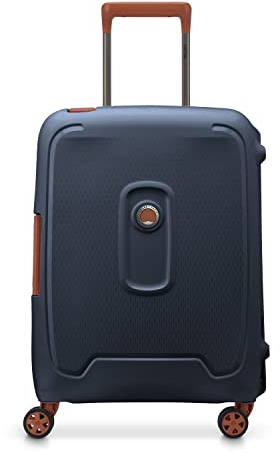 DELSEY Paris - MONCEY - Valise Cabine Rigide Slim Matière Recyclée et Recyclable - 55x40x20 cm - 36 litres - S - Bleu Encre