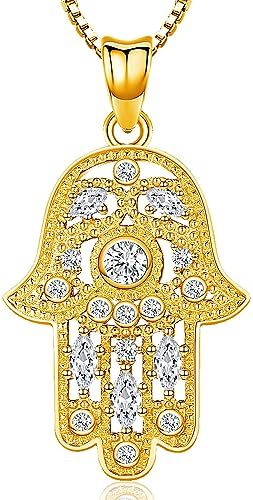 Collier Main de Fatma en Argent Sterling 925, Pendentif Main de Fatma pour Femme, Hamsa Pendentif Vintage Evil Eye Charme de Lotus Sacré Cadeaux pour Petite Amie Femme Maman
