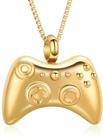 QGJNSGC Urn Necklace for Human Ashes Game Controller Cremation For Ashes Memorial Pendant Keepsake Jewelry Stainless Steel for Men