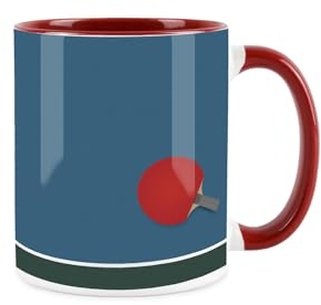 Purely Home Table Tennis Mug - Table Tennis Bar Games/Pub Sports - Red Ceramic Tea/Coffee Games Gift Cup