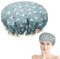 Double Layer Shower Cap for Women Waterproof Reusable Elastic Band, Ruffled Edges Covering Ears for Long, Short & Curly Hair (Blue Bird)