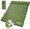 LAMA Double matelas de camping, gonflable pour 2 personnes, ultra léger, avec pompe à air et presse à pieds, pour sac à dos, randonnée, voyage, tente, plage, 195 x 125 x 10 cm, vert