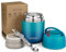 Itslife Thermobehälter für Essen 500ml Thermobehälter Edelstahl Warmhaltebehälter mit faltbaren Löffel, Thermo Lunchbox für Heißfutter Kinder Erwachsene für die Schule, Büro (Blau-Grün)