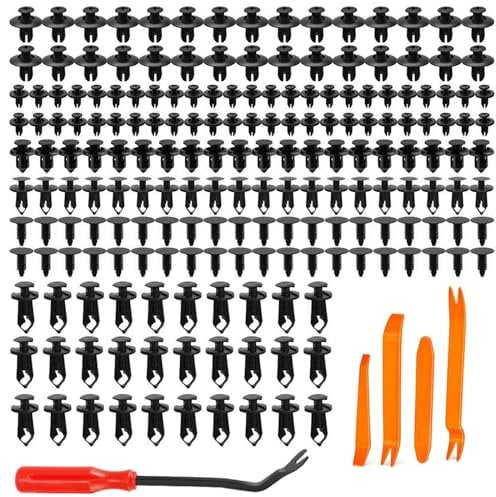 190 Pcs Car Trim Clips with 5 Panel Removal Tools, Car Bumper Retainer Clips Plastic Rivets Fasteners Door Trim Panel Fender Clips for Auto Interior Body Radio Dashboard Repair
