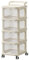 2/3/4/5-Layers Storage Rack on Wheels Storage Box Shelf Plastic Bedside Table on Wheels, White Cupboard Clothes/Shoes/Toys/Snack Organizer Cart for Living Room/Bedroom/Hallway/Office (4 Drawers)
