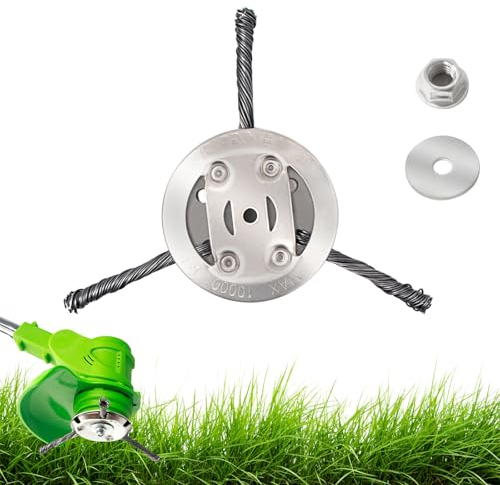 JAMSSOW Steel Wire Grass Trimmer Head, 6 inchs Universal Solid Steel Wire Brush Strimmer Head, Strimmer Attachments for Lawn Rotating Replacement Tool, Garden Moss Rust Weed Removal(3 Head)