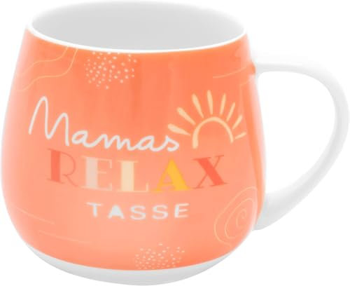 GRUSS & CO Tasse Motiv Mama Relax | Teetasse, Porzellan, 43 cl, Höhe 9 cm, in Geschenk-Banderole | Geschenk für Mama, Muttertag, Geburtstag | 74116