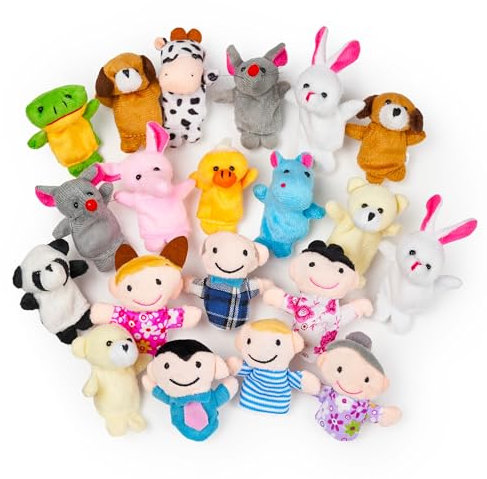 THE TWIDDLERS Stück Plüsch Fingerpuppen, Tiere & Familienfiguren - Super Weich - Geschenk für Babys & Kleinkinder, Perfekt für Partygeschenke Mitgebsel (40)