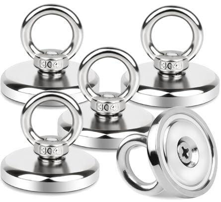 Starke Magnete Neodym Ösenmagnet Ø48 mm, 85 kg Neodym Magnete Extra Stark für Magnetisches Fischen Teichbergung Zuhause Seen Rasen
