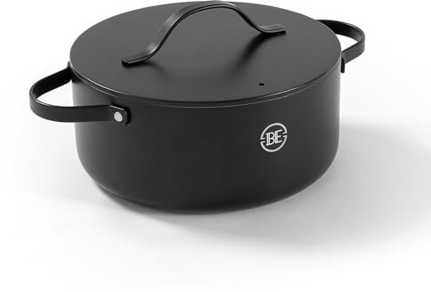 Be Living Essential Kochtopf mit Deckel Ø 24 cm mit Deckel, Non Stick Keramik Antihaft, Induktion, Ohne ptfe und pfoa, Schwarz