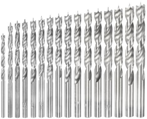 HARFINGTON Brad Point Drill Bit 2.5/3/3.5/4/4.5/5/5.5/6/6.5/7/7.5/8/8.5/9/9.5/10mm Dia Straight Round Shank Drill Metric Brad Point Spiral Twist Drill Bits for Woodworking, 16 In1 Set