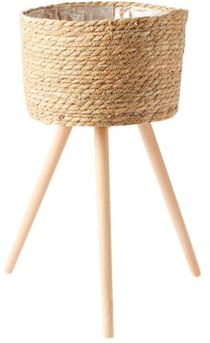 Soporte para plantas Maceta tejida de madera con patas de pie, macetas domésticas for plantas de interior, macetas de madera for plantas de interior Estante para plantas de interior y exterior.
