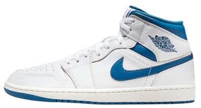 Nike Air Jordan 1 Mid Herren Sneaker Sneaker Basketball Mode Schuhe, weiß/blau, 46 EU
