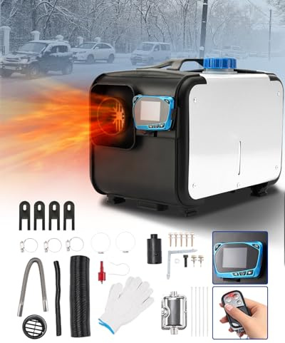 Chauffage à air diesel 5 kW 12 V Chauffage de stationnement portable Chauffage diesel silencieux avec silencieux Tout-en-un Trou unique avec télécommande Écran LCD pour voiture RV Bateau Camping-ca