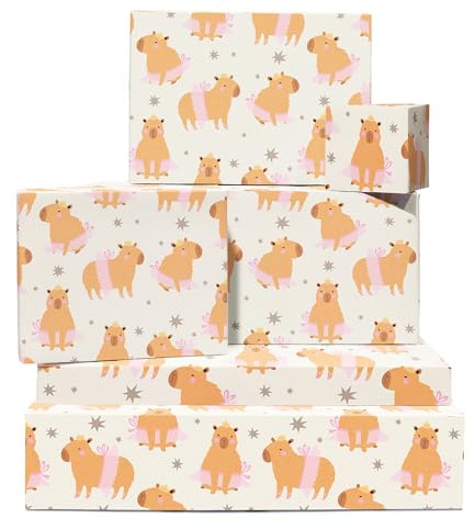 Lustiges Capybara-Geschenkpapier – umweltfreundlich – 6 Blatt Geschenkpapier Kinder – Ballerina-Capybaras – Ballett – für Tochter Enkelin Nichte – recycelbar – von Central 23