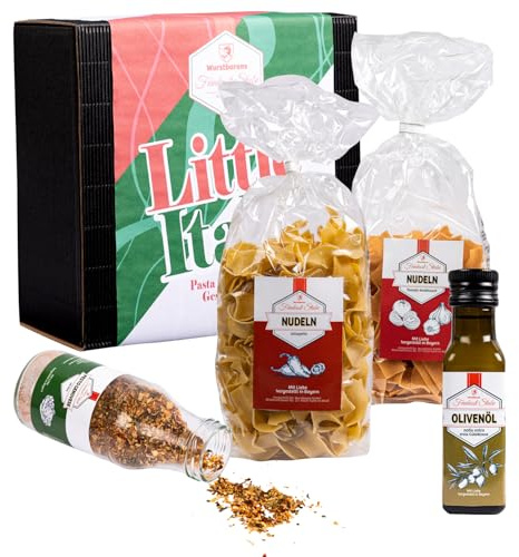 WURSTBARON® Feinkoststube, Geschenkset Little Italy, Nudel, Pesto und Öl Geschenksek Bella Italia, Probierpaket, Geschenk oder Mitbringsel füt Feinschmecker, Erwachsene, Männer und Frauen