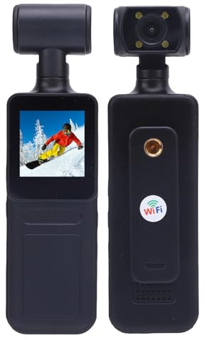 Handheld Action Camera, 4K HD WiFi Action Camera with LED Light, 180° Rotatable Enabled Tiny Camcorder for Filming Travel Vlog Video, Outdoor Sport, Personal Civilians