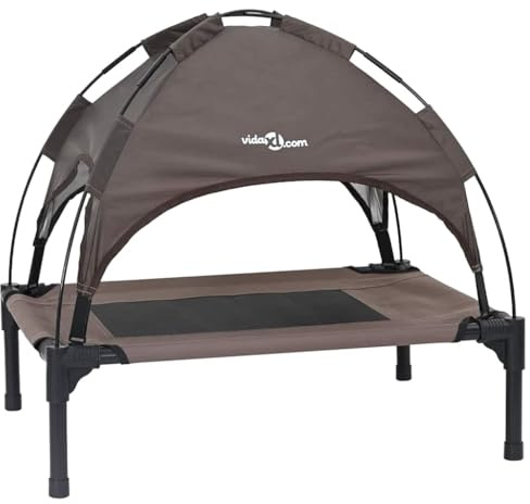 vidaXL Hundebett Braun 62 x 48 x 61 cm Stahl, Hundebett für Garten und Terrasse, modern, leicht, fleckabweisend, Kratzfest, erhöht, rechteckig