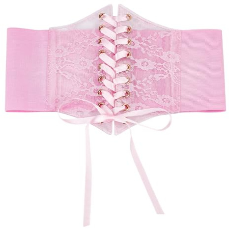 HOBBIESAY 1 corset en dentelle pour femme - Bustier élégant à taille large - Ceinture élastique nouée - Rose perle - Pour femme - Pour robes de mariage, cosplay et décoration burlesque