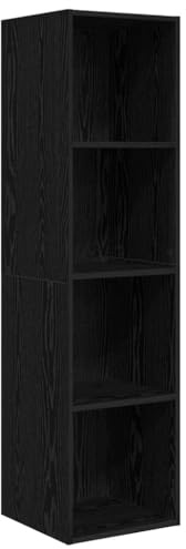 vidaXL TV Cabinet Black oak 37 x 37 x 142.5 cm Engineered wood, Living Room Storage, Modern Wall-Mounted Cabinet, Compact Entertainment Unit, Decorative TV Stand, Sleek Design Organizer