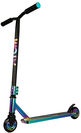 ATOM Neo Frenzy Stunt-Scooter | Neochrom-Kick-Scooter für Kinder und Jugendliche | 100 mm PU-Räder | 360-Grad-Drehfunktion | Dreifach-Bolzen-Klemme | TPR-Griffe | Anfänger & Pro Trick-Scooter | max