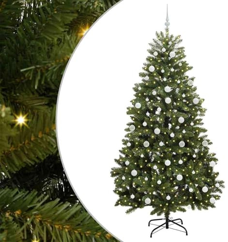 Gecheer Albero di Natale artificiale Verde, Albero di Natale moderno design elegante 210 cm PVC e Metallo for Soggiorno Giardino Terrazza