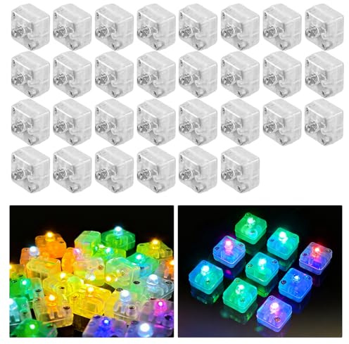 30 Stück Mini Ballon Lichter, Bunt LED Licht für Luftballons, Quadrat BallonLicht, Led Party Bunt Licht für Party, Geburtstag, Hochzeit, Weihnachten, Karneval, Papierlaterne, Bar und Club Dekoration