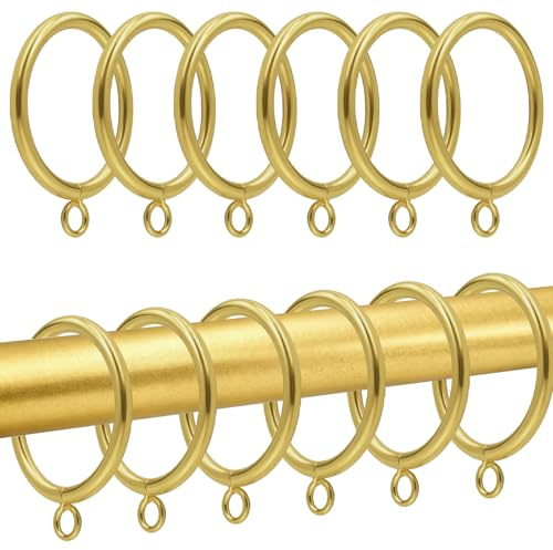 100 Pack Curtain Rings 38mm Large Metal Gold Curtain Pole Rings Drapery Sliding Eyelet Curtains Hanging Rings for 35mm Shower Rods