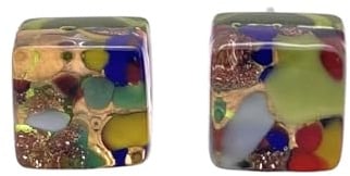 Boucles d'oreilles en verre de Murano, boucles d'oreilles à tige faites à la main, bijoux en verre de Murano, boucles d'oreilles en verre, clous d'oreilles plaqué argent, 0,8 cm/8 mm
